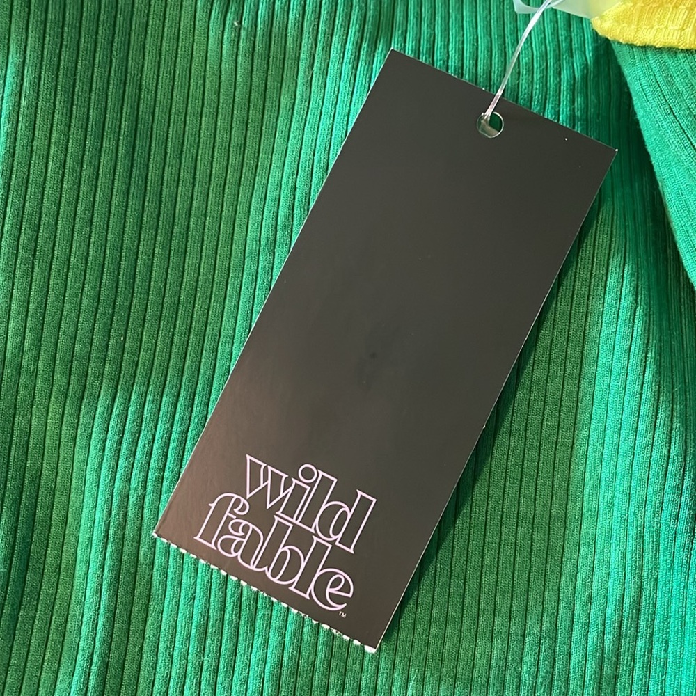 NWT WILD FABLE Green Halter Top with Neon Yellow Trim.  Size Small. - Picture 4 of 5